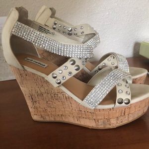 Cork wedge heel